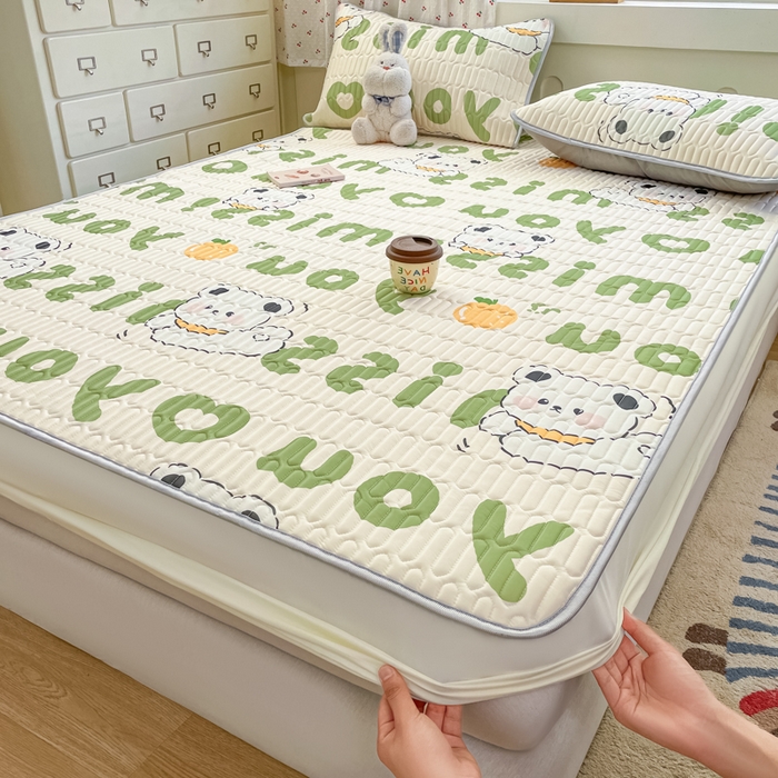 柒月家居 2026新款小清新床笠款乳胶凉席床笠 床笠-字母小熊