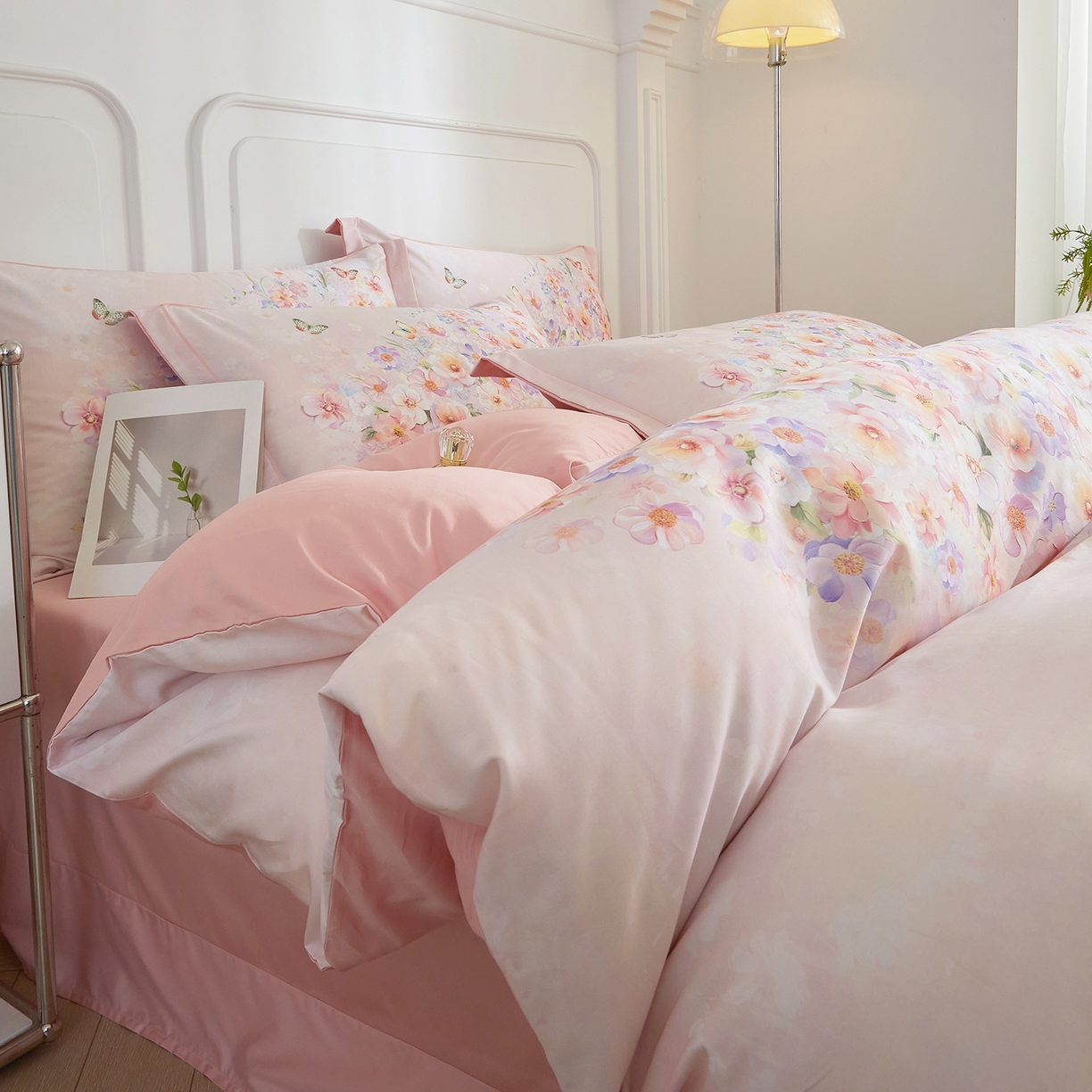 91家纺网 家纺一手货源 找家纺 （总）锦彩家居 2026新款全棉纯棉印花60支贡缎新疆长绒棉四件套-山月记系列