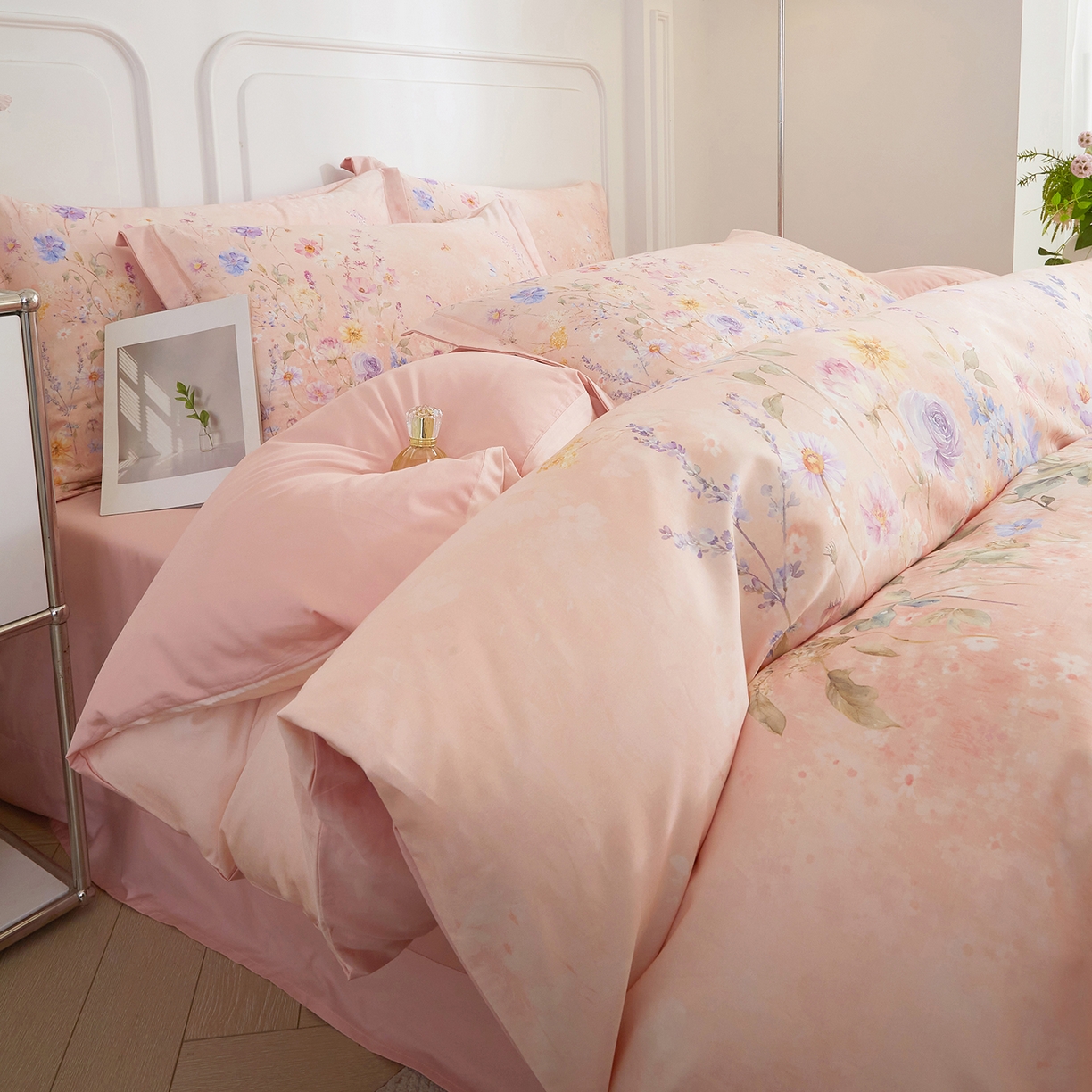 91家纺网 家纺一手货源 找家纺 （总）锦彩家居 2026新款全棉纯棉印花60支贡缎新疆长绒棉四件套-山月记系列