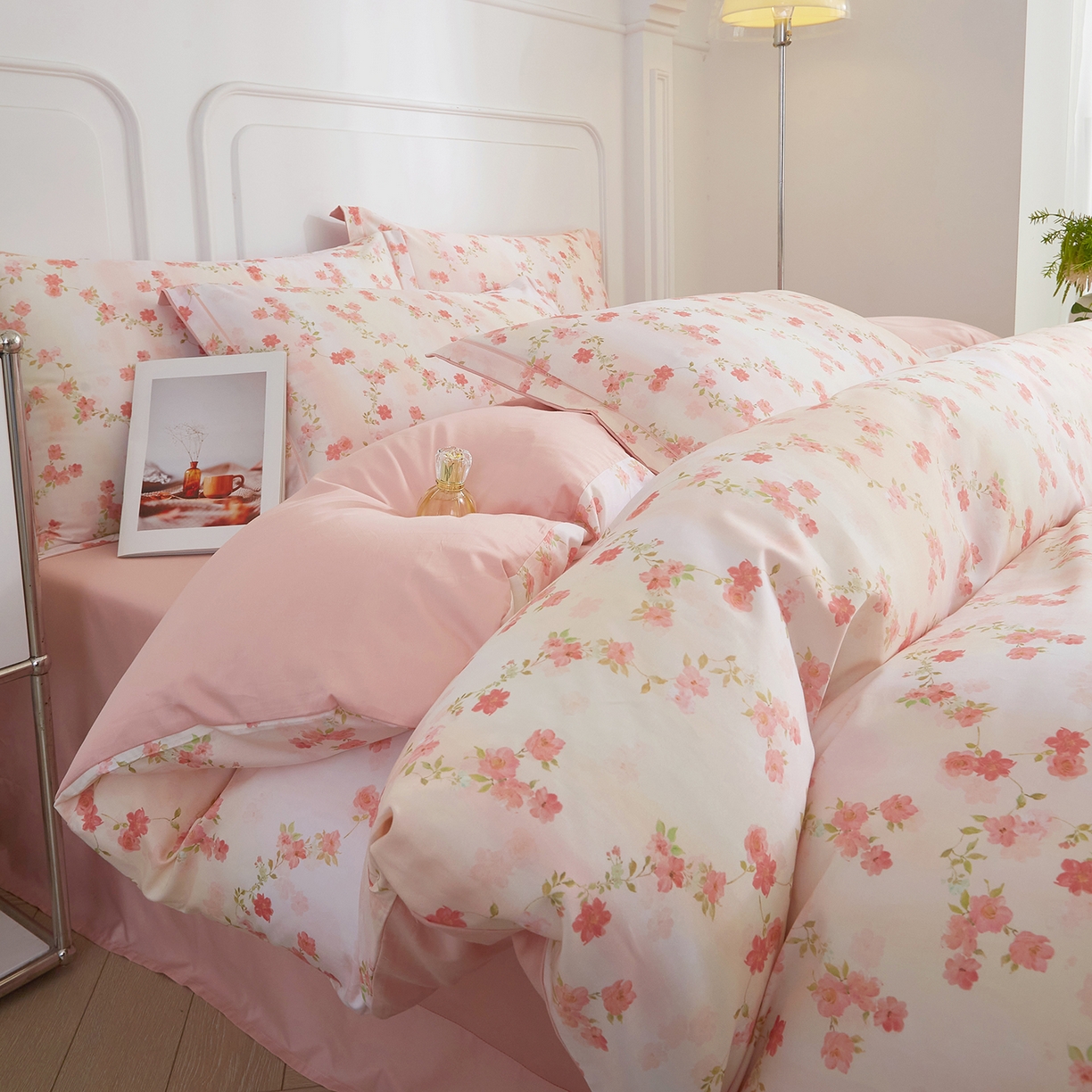 91家纺网 家纺一手货源 找家纺 （总）锦彩家居 2026新款全棉纯棉印花60支贡缎新疆长绒棉四件套-山月记系列