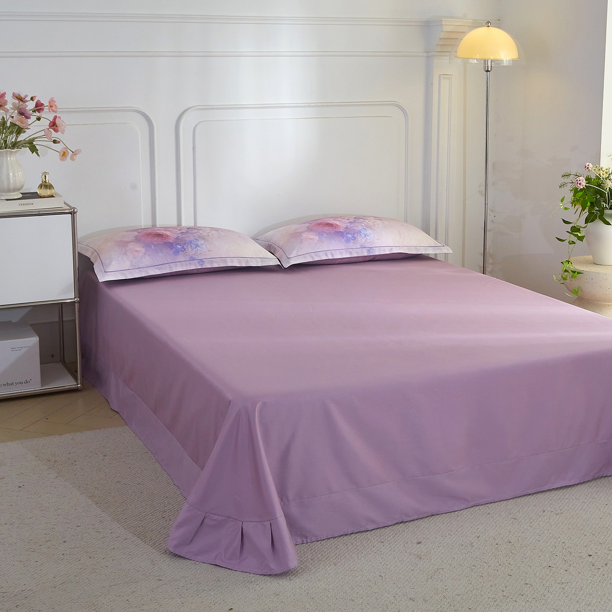 91家纺网 家纺一手货源 找家纺 锦彩家居 2026新款全棉纯棉印花60支贡缎新疆长绒棉四件套-山月记系列 芳菲