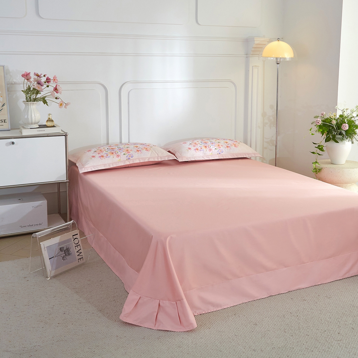 91家纺网 家纺一手货源 找家纺 锦彩家居 2026新款全棉纯棉印花60支贡缎新疆长绒棉四件套-山月记系列 芳序