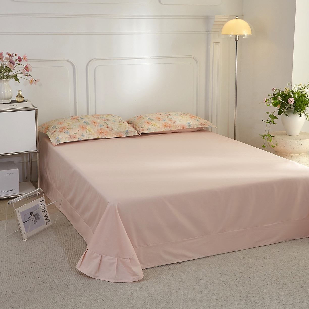 91家纺网 家纺一手货源 找家纺 锦彩家居 2026新款全棉纯棉印花60支贡缎新疆长绒棉四件套-山月记系列 风禾