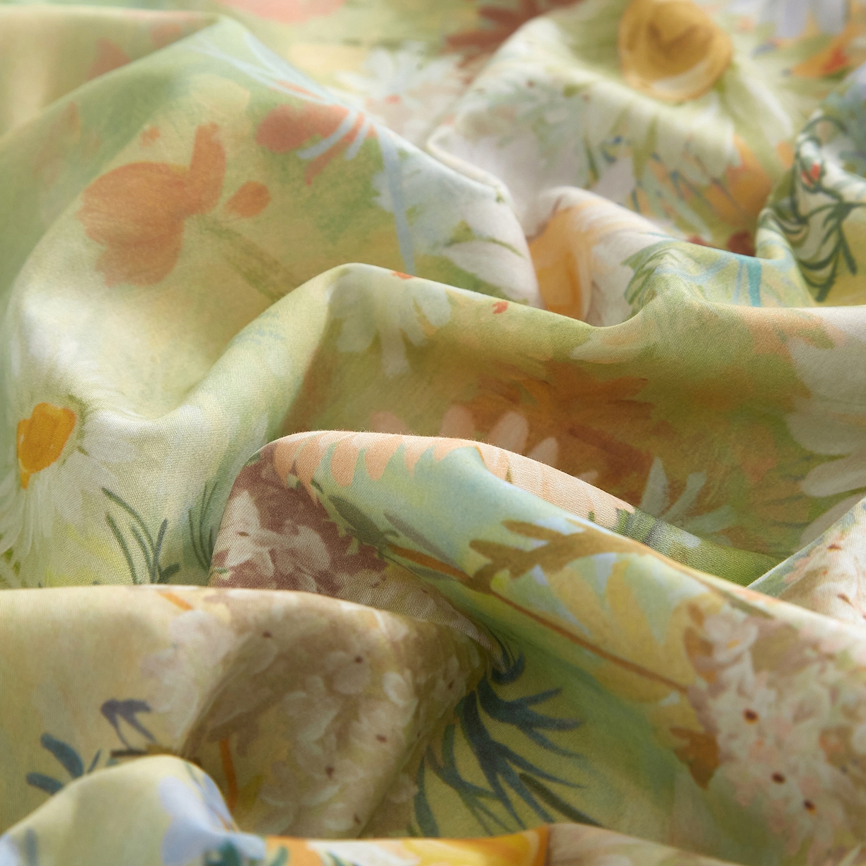 91家纺网 家纺一手货源 找家纺 锦彩家居 2026新款全棉纯棉印花60支贡缎新疆长绒棉四件套-山月记系列 青苒