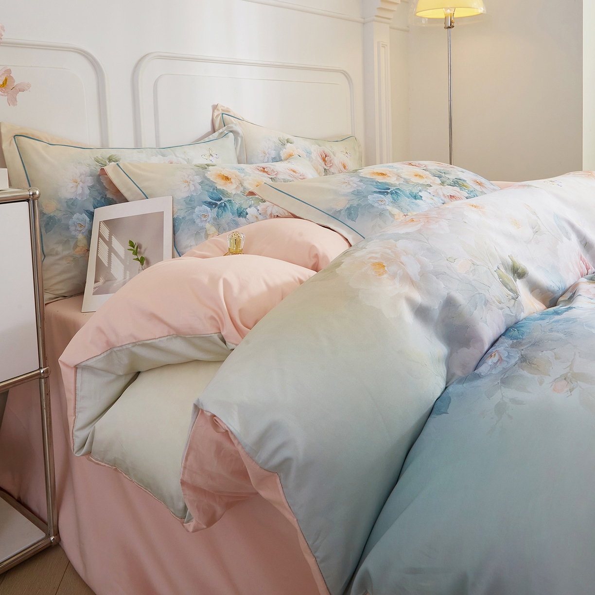 锦彩家居 2026新款全棉纯棉印花60支贡缎新疆长绒棉四件套-山月记系列 棠华