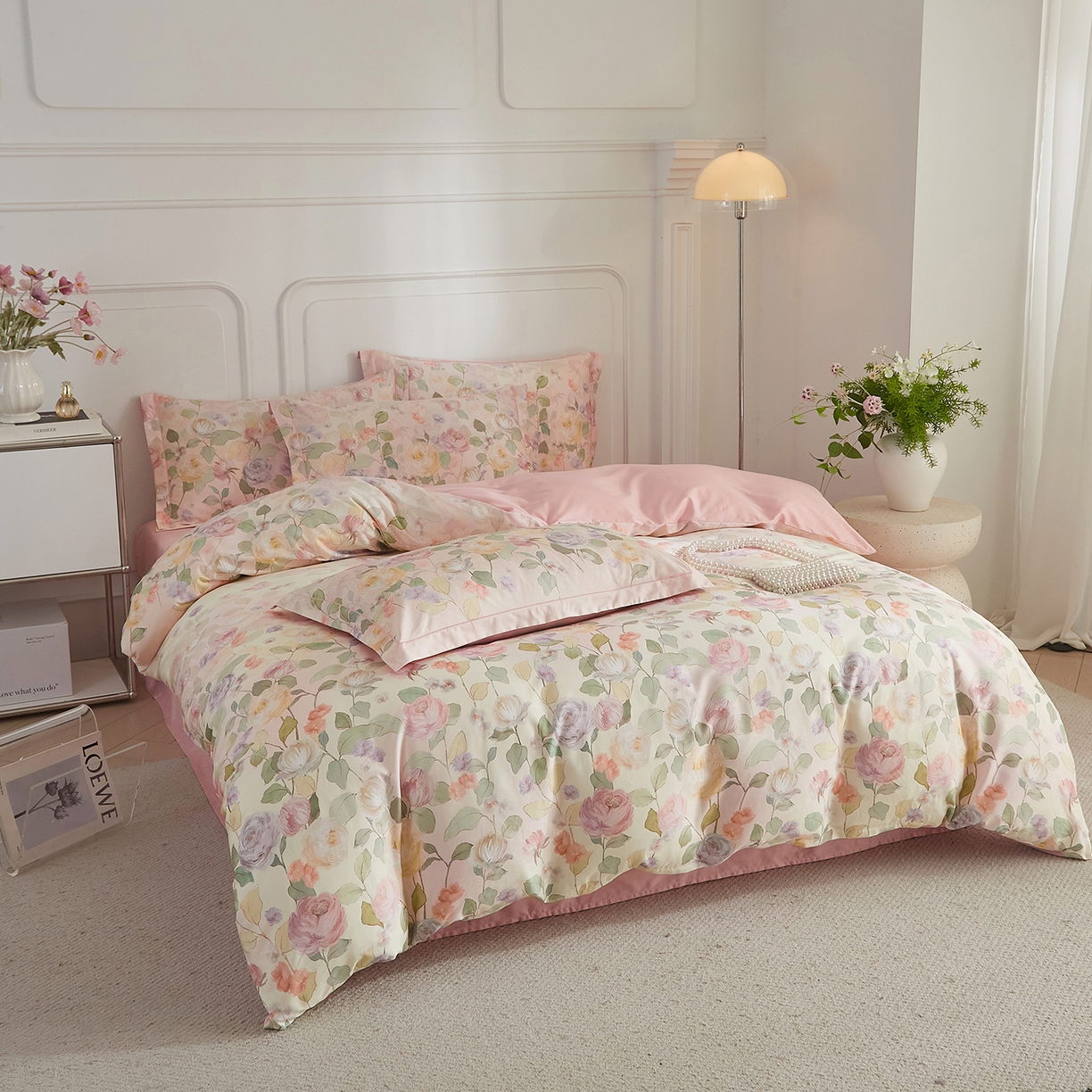 91家纺网 家纺一手货源 找家纺 锦彩家居 2026新款全棉纯棉印花60支贡缎新疆长绒棉四件套-山月记系列 云舒