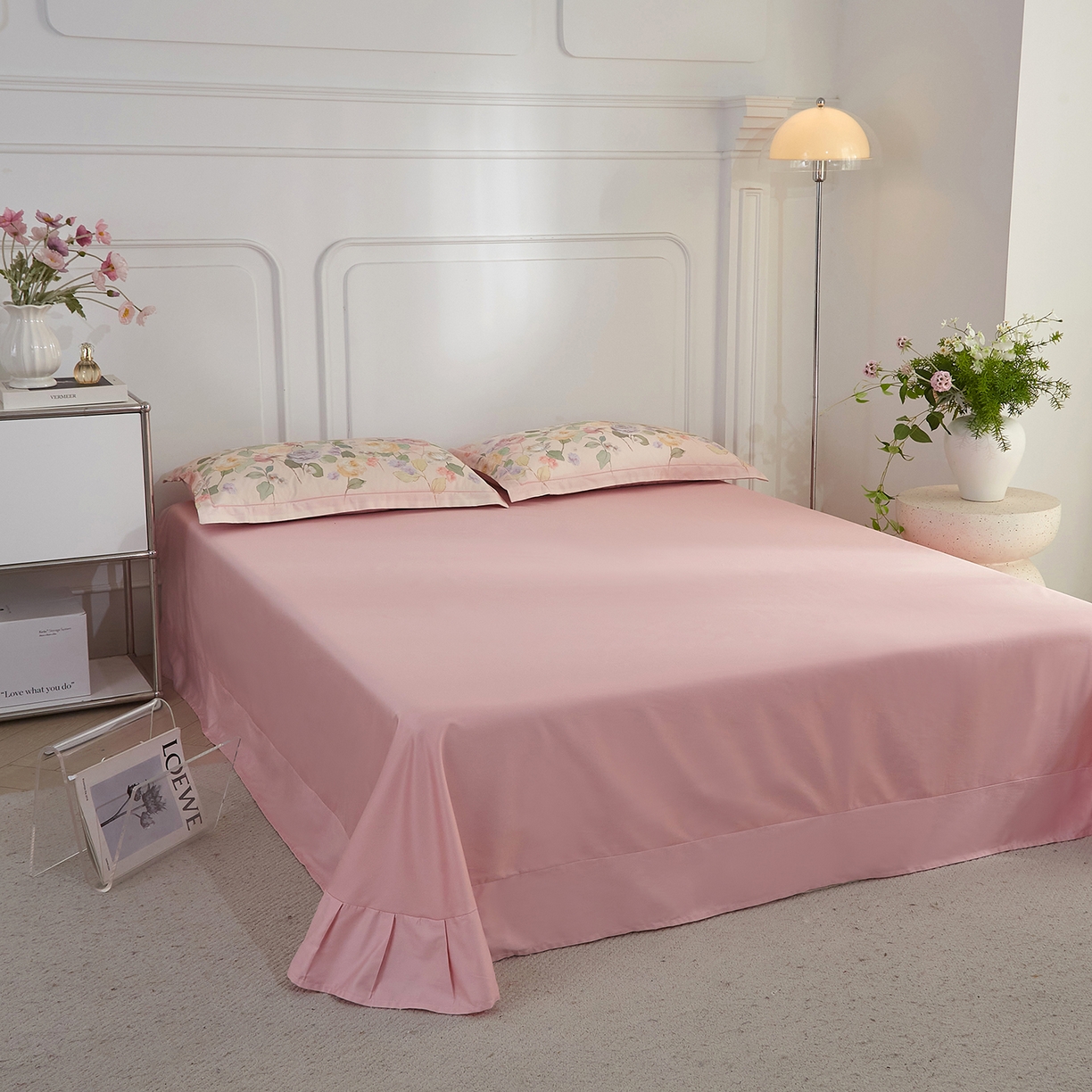 91家纺网 家纺一手货源 找家纺 锦彩家居 2026新款全棉纯棉印花60支贡缎新疆长绒棉四件套-山月记系列 云舒