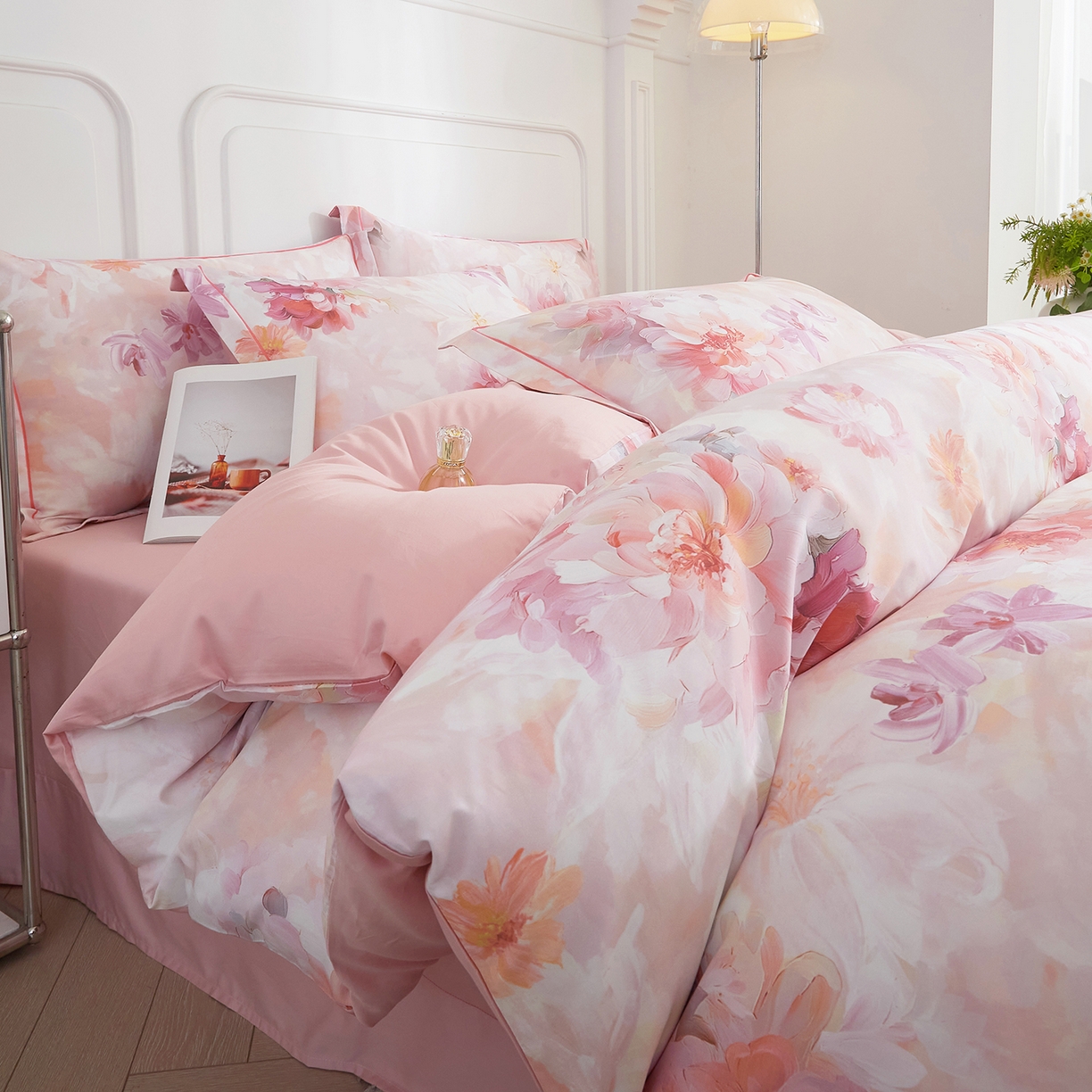 锦彩家居 2026新款全棉纯棉印花60支贡缎新疆长绒棉四件套-山月记系列 芷春