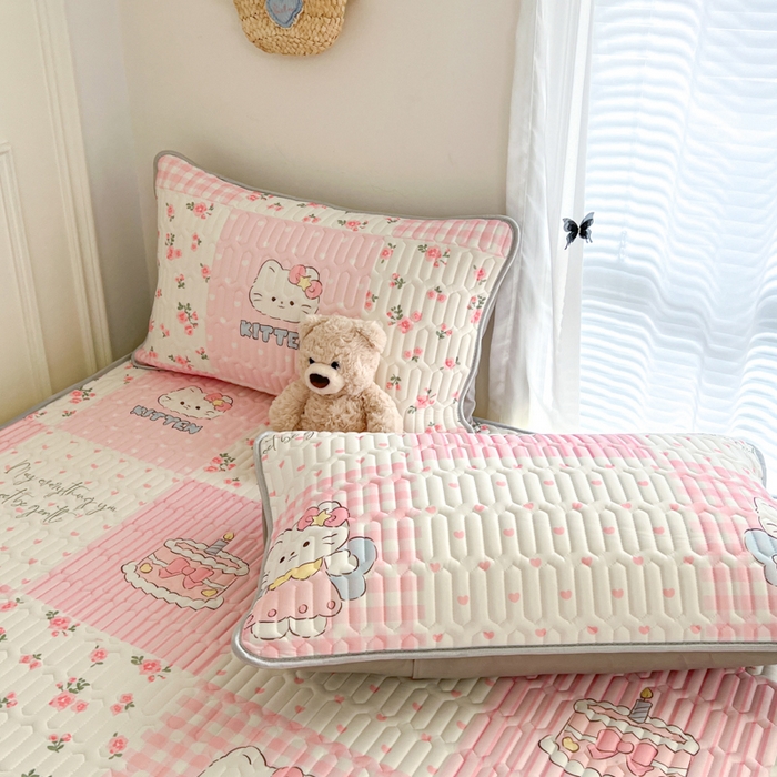 91家纺网 家纺一手货源 找家纺 （总）柒月家居 2026新款小清新床笠款乳胶凉席床笠夏被四件套