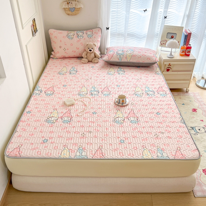 91家纺网 家纺一手货源 找家纺 柒月家居 2026新款小清新床笠款乳胶凉席床笠夏被四件套 床笠-豹纹精灵