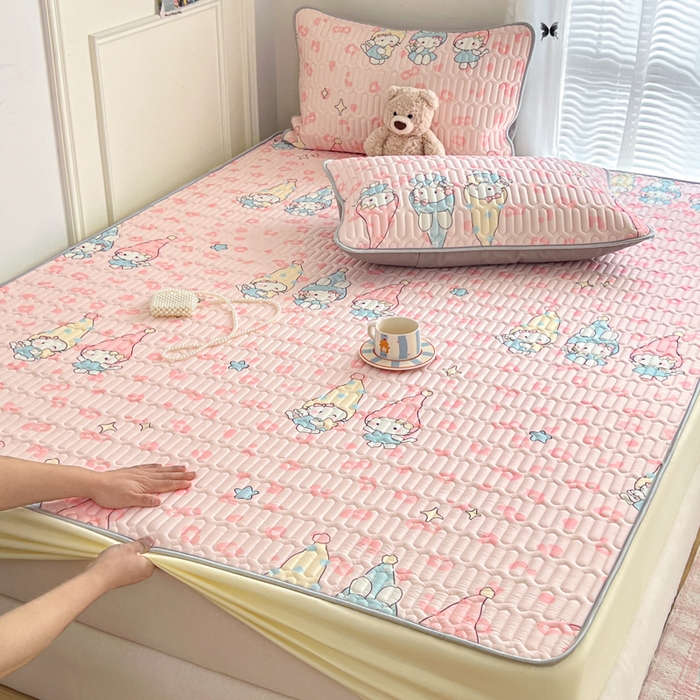 91家纺网 家纺一手货源 找家纺 柒月家居 2026新款小清新床笠款乳胶凉席床笠夏被四件套 床笠-豹纹精灵