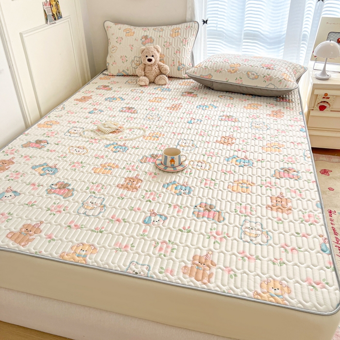 91家纺网 家纺一手货源 找家纺 柒月家居 2026新款小清新床笠款乳胶凉席床笠夏被四件套 床笠-碎花派对