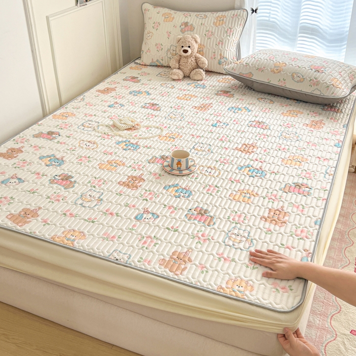 91家纺网 家纺一手货源 找家纺 柒月家居 2026新款小清新床笠款乳胶凉席床笠夏被四件套 床笠-碎花派对