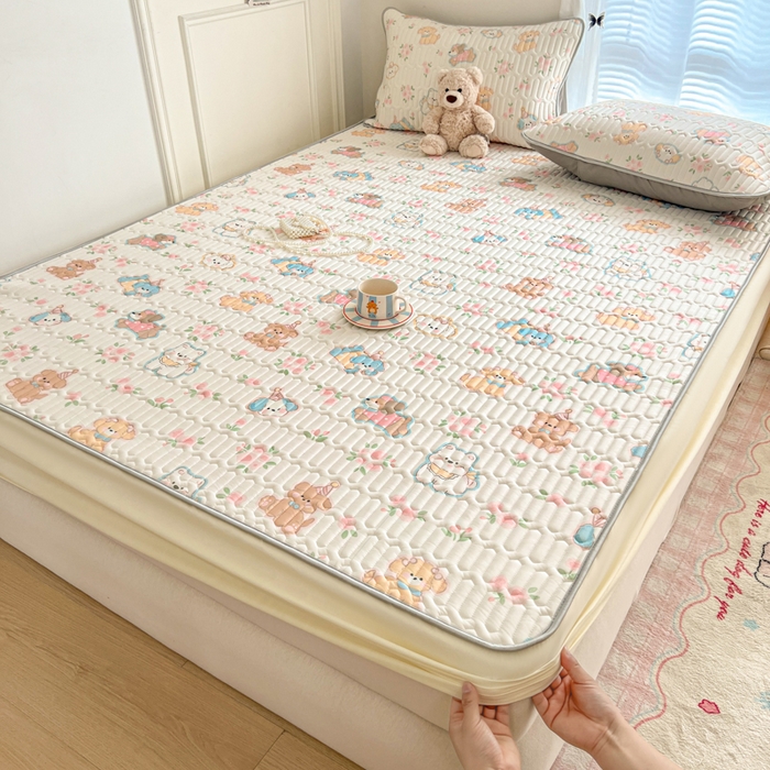 91家纺网 家纺一手货源 找家纺 柒月家居 2026新款小清新床笠款乳胶凉席床笠夏被四件套 床笠-碎花派对