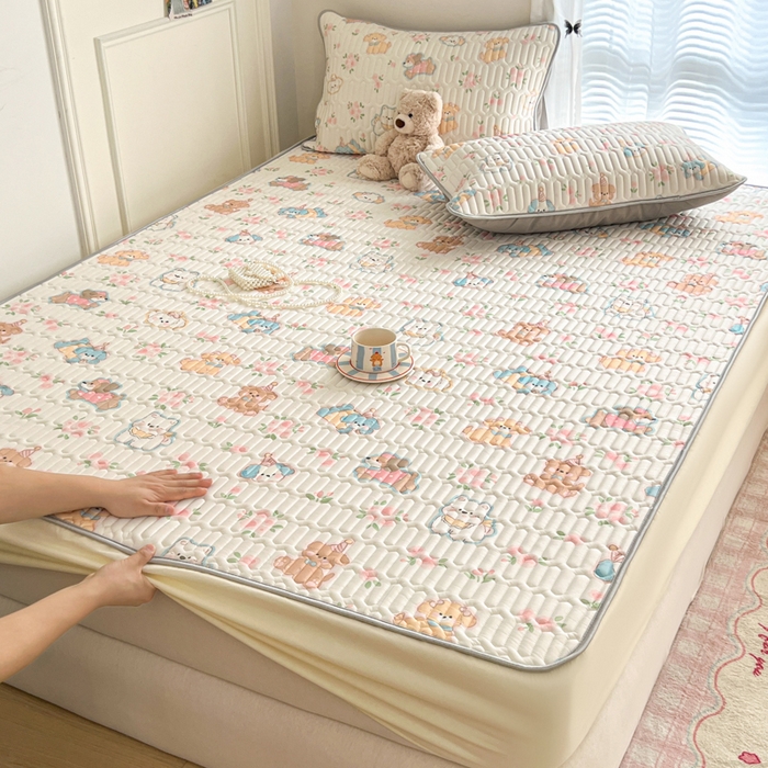 91家纺网 家纺一手货源 找家纺 柒月家居 2026新款小清新床笠款乳胶凉席床笠夏被四件套 床笠-碎花派对