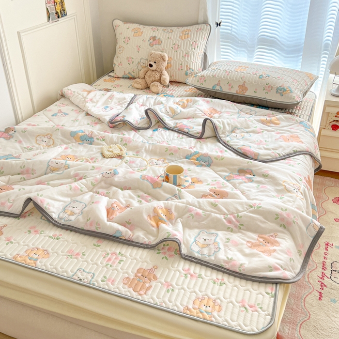 91家纺网 家纺一手货源 找家纺 柒月家居 2026新款小清新床笠款乳胶凉席床笠夏被四件套 床笠-碎花派对