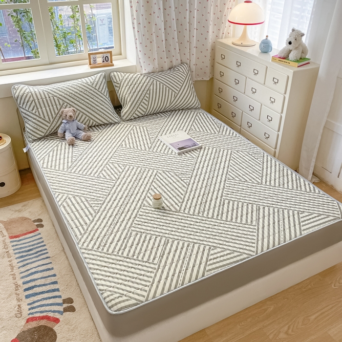 91家纺网 家纺一手货源 找家纺 柒月家居 2026新款小清新床笠款乳胶凉席床笠夏被四件套 床笠-格调