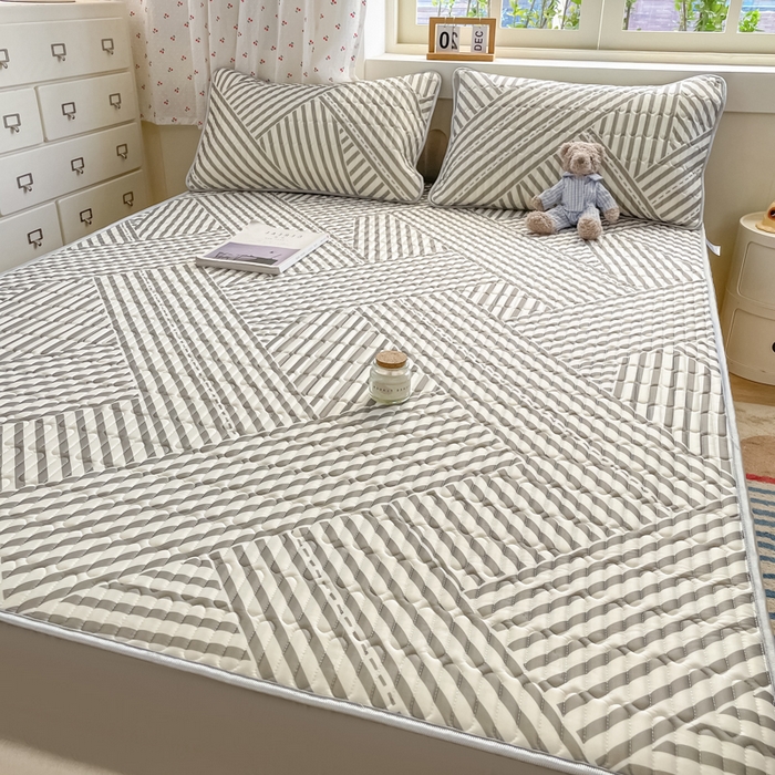 91家纺网 家纺一手货源 找家纺 柒月家居 2026新款小清新床笠款乳胶凉席床笠夏被四件套 床笠-格调