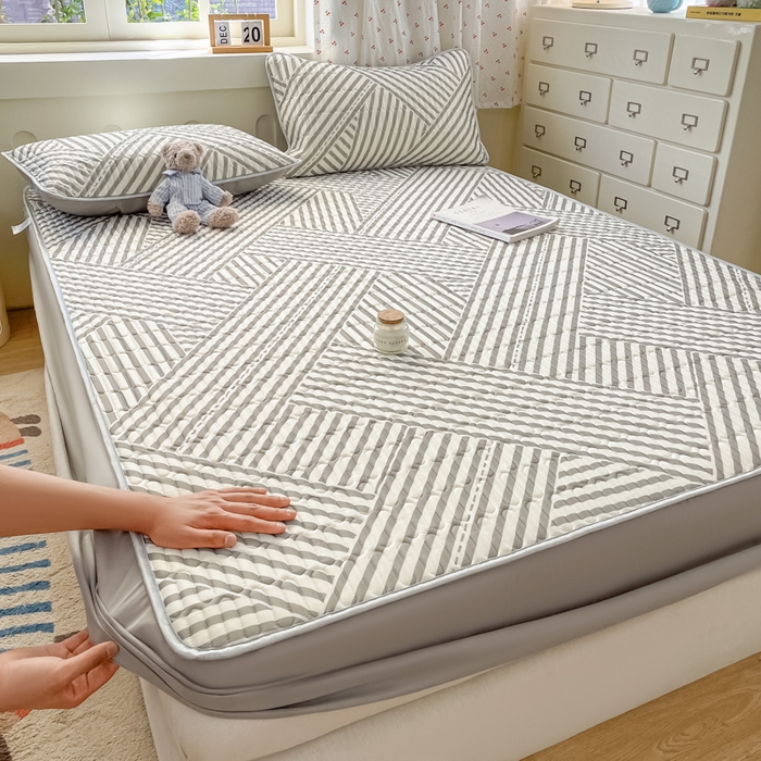 91家纺网 家纺一手货源 找家纺 柒月家居 2026新款小清新床笠款乳胶凉席床笠夏被四件套 床笠-格调