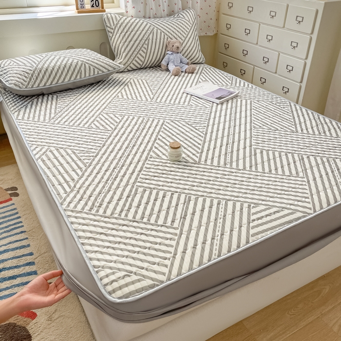 91家纺网 家纺一手货源 找家纺 柒月家居 2026新款小清新床笠款乳胶凉席床笠夏被四件套 床笠-格调