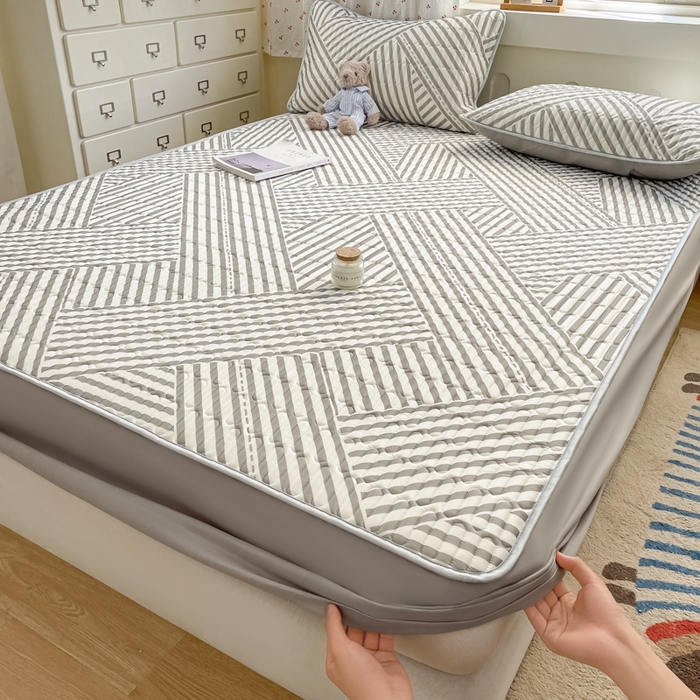 91家纺网 家纺一手货源 找家纺 柒月家居 2026新款小清新床笠款乳胶凉席床笠夏被四件套 床笠-格调