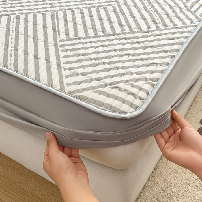 91家纺网 家纺一手货源 找家纺 柒月家居 2026新款小清新床笠款乳胶凉席床笠夏被四件套 床笠-格调