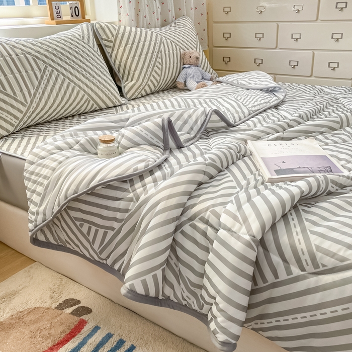 91家纺网 家纺一手货源 找家纺 柒月家居 2026新款小清新床笠款乳胶凉席床笠夏被四件套 床笠-格调