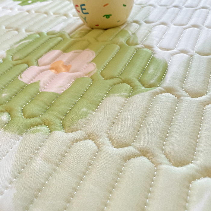 91家纺网 家纺一手货源 找家纺 柒月家居 2026新款小清新床笠款乳胶凉席床笠夏被四件套 床笠-花季