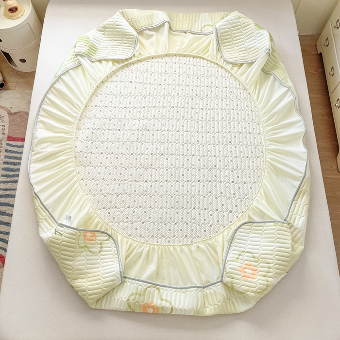 91家纺网 家纺一手货源 找家纺 柒月家居 2026新款小清新床笠款乳胶凉席床笠夏被四件套 床笠-花季