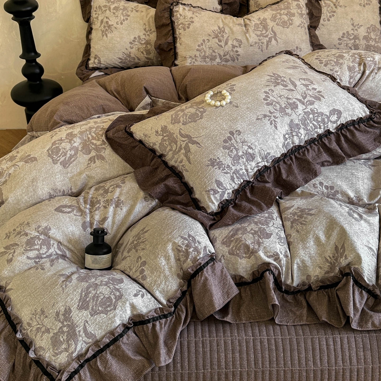 91家纺网 家纺一手货源 找家纺 （总）星光耀 2026新款高克重亚麻花边床盖四件套