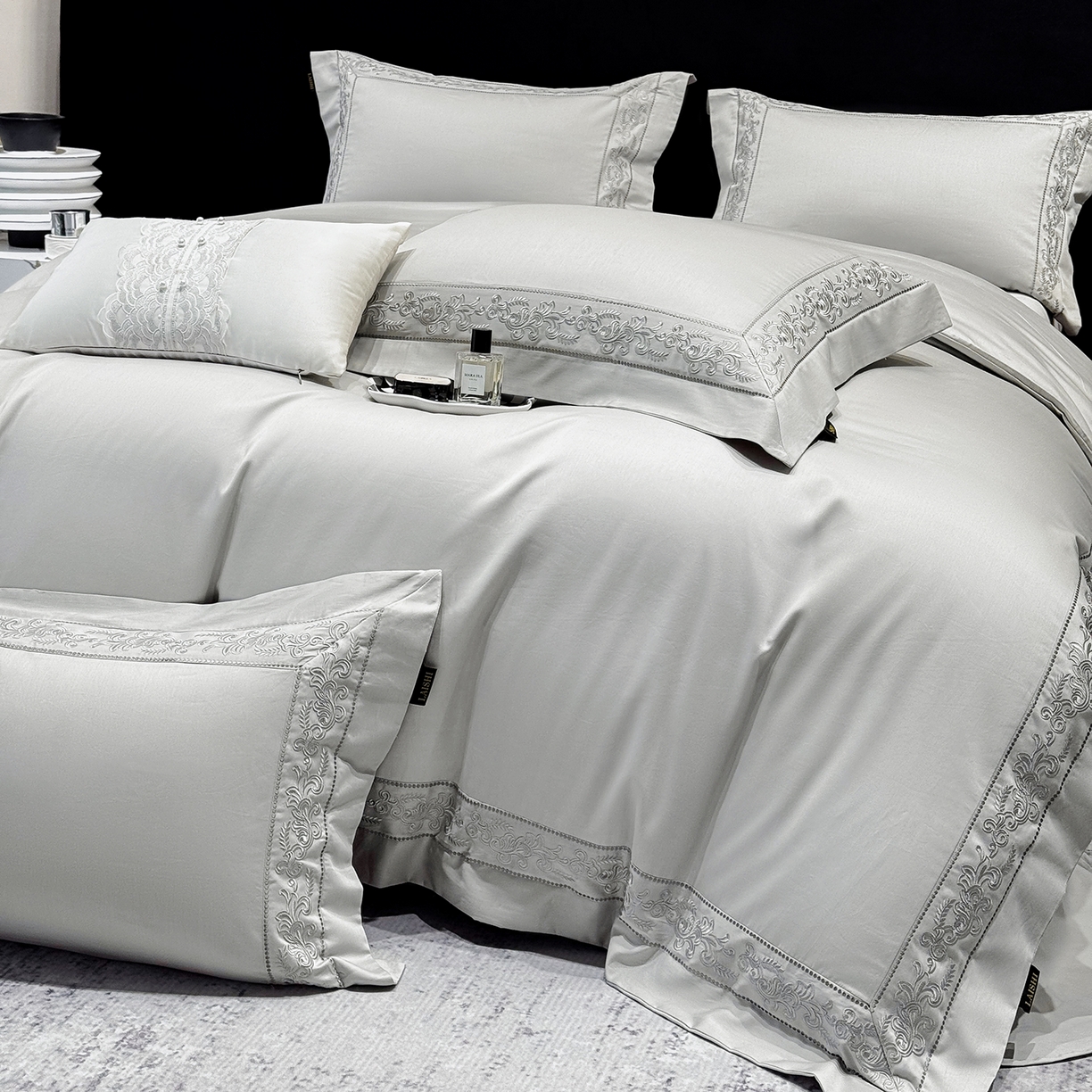 91家纺网 家纺一手货源 找家纺 （总）欣宜家纺 2026新品全棉纯棉50x50s埃及贡缎长绒棉刺绣绣花四件套