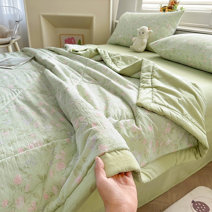 91家纺网 家纺一手货源 找家纺 美梦里 2026新款A类双层纱里外纯棉棉花夏被被子被芯 春浅