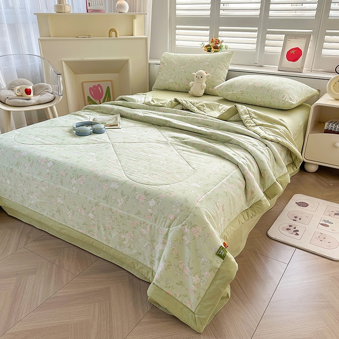 91家纺网 家纺一手货源 找家纺 美梦里 2026新款A类双层纱里外纯棉棉花夏被被子被芯 春浅