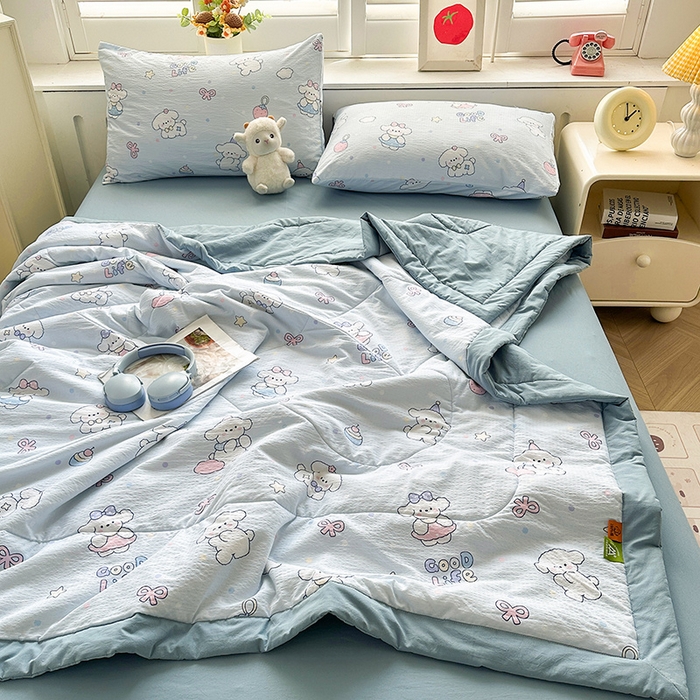 91家纺网 家纺一手货源 找家纺 美梦里 2026新款A类双层纱里外纯棉棉花夏被被子被芯 可爱狗