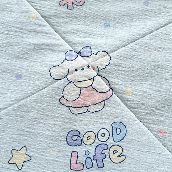 91家纺网 家纺一手货源 找家纺 美梦里 2026新款A类双层纱里外纯棉棉花夏被被子被芯 可爱狗