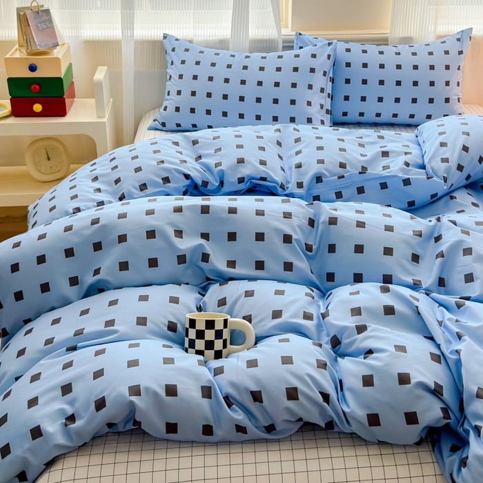 91家纺网 家纺一手货源 找家纺 感遇家纺 2026新款全棉数码印花简约系列四件套 布拉格