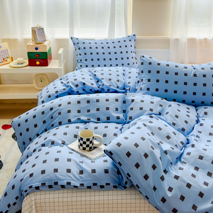 91家纺网 家纺一手货源 找家纺 感遇家纺 2026新款全棉数码印花简约系列四件套 布拉格