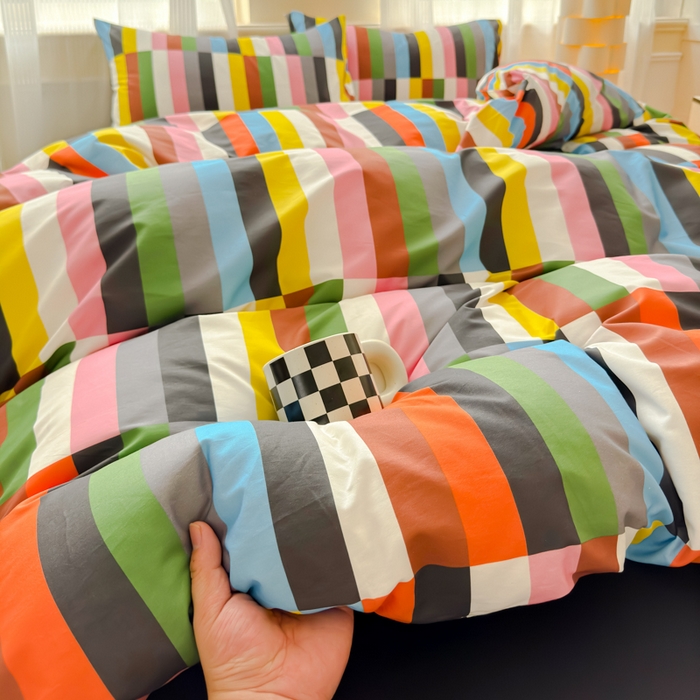 感遇家纺 2026新款全棉数码印花简约系列四件套 彩素