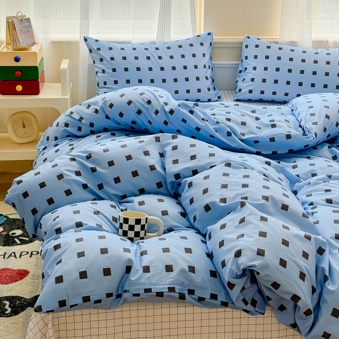 91家纺网 家纺一手货源 找家纺 感遇家纺 2026新款全棉数码印花简约系列四件套 布拉格