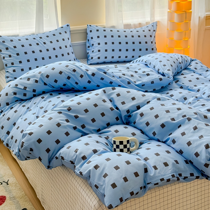 91家纺网 家纺一手货源 找家纺 感遇家纺 2026新款全棉数码印花简约系列四件套 布拉格