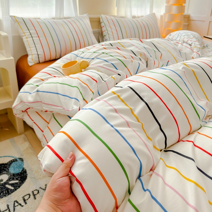 91家纺网 家纺一手货源 找家纺 感遇家纺 2026新款全棉数码印花简约系列四件套 左岸