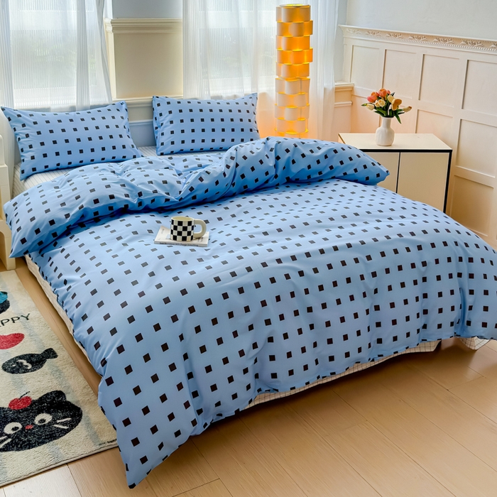 91家纺网 家纺一手货源 找家纺 感遇家纺 2026新款全棉数码印花简约系列四件套 布拉格