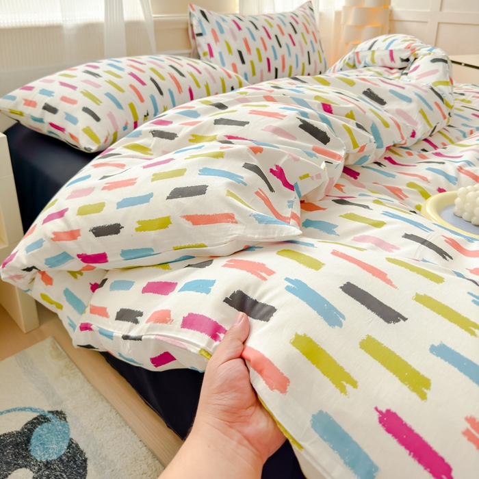 91家纺网 家纺一手货源 找家纺 感遇家纺 2026新款全棉数码印花简约系列四件套 童话镇