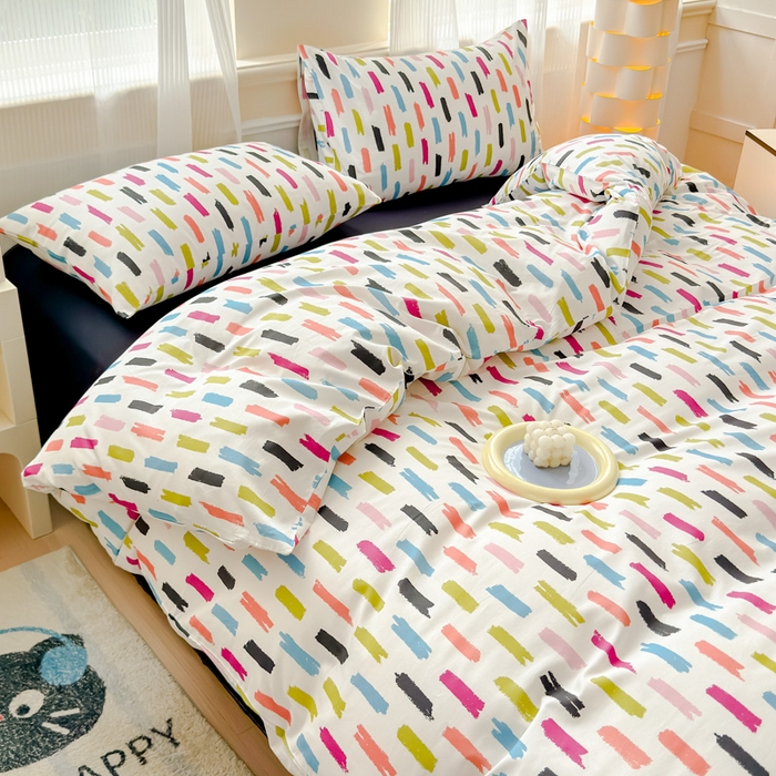 91家纺网 家纺一手货源 找家纺 感遇家纺 2026新款全棉数码印花简约系列四件套 童话镇