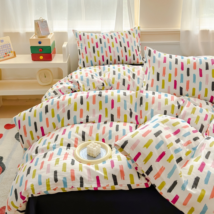 91家纺网 家纺一手货源 找家纺 感遇家纺 2026新款全棉数码印花简约系列四件套 童话镇