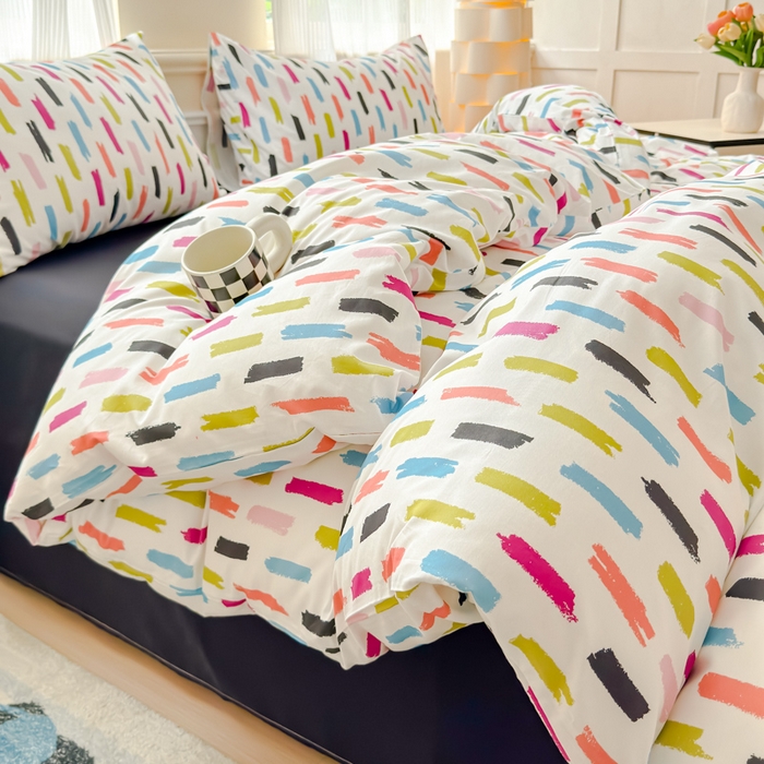 91家纺网 家纺一手货源 找家纺 感遇家纺 2026新款全棉数码印花简约系列四件套 童话镇