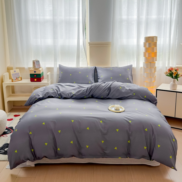 91家纺网 家纺一手货源 找家纺 感遇家纺 2026新款全棉数码印花简约系列四件套 思绪