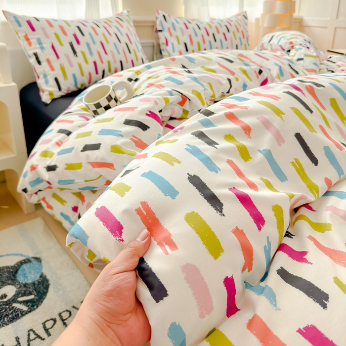 91家纺网 家纺一手货源 找家纺 感遇家纺 2026新款全棉数码印花简约系列四件套 童话镇