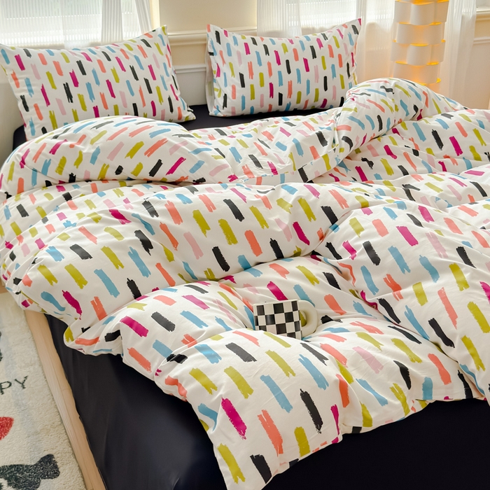 91家纺网 家纺一手货源 找家纺 感遇家纺 2026新款全棉数码印花简约系列四件套 童话镇