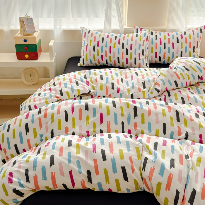 91家纺网 家纺一手货源 找家纺 感遇家纺 2026新款全棉数码印花简约系列四件套 童话镇